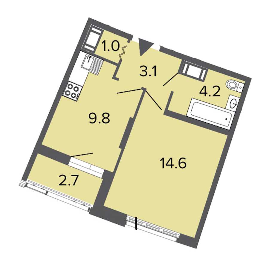 Однокомнатная квартира в : площадь 32.7 м2 , этаж: 9 – купить в Санкт-Петербурге